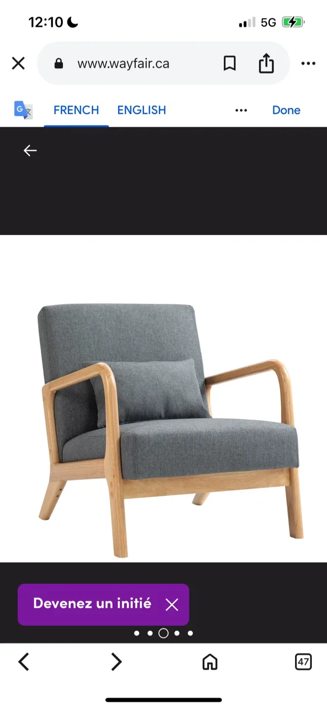 Brand New Wayfair Grey Armchair image indicator(8)