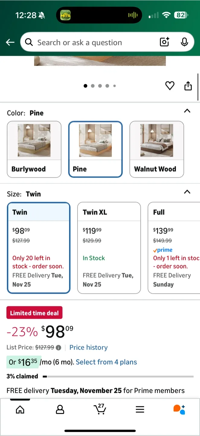 Twin Size Pine Bed Frame image indicator(4)