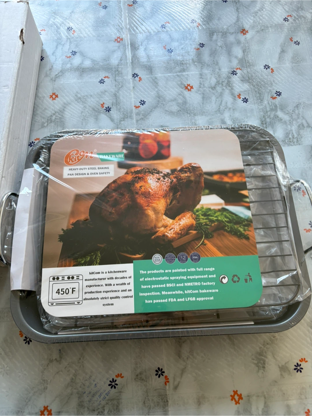 Kitcom Nonstick Roasting Pan with Rack – Gray (Brand New)