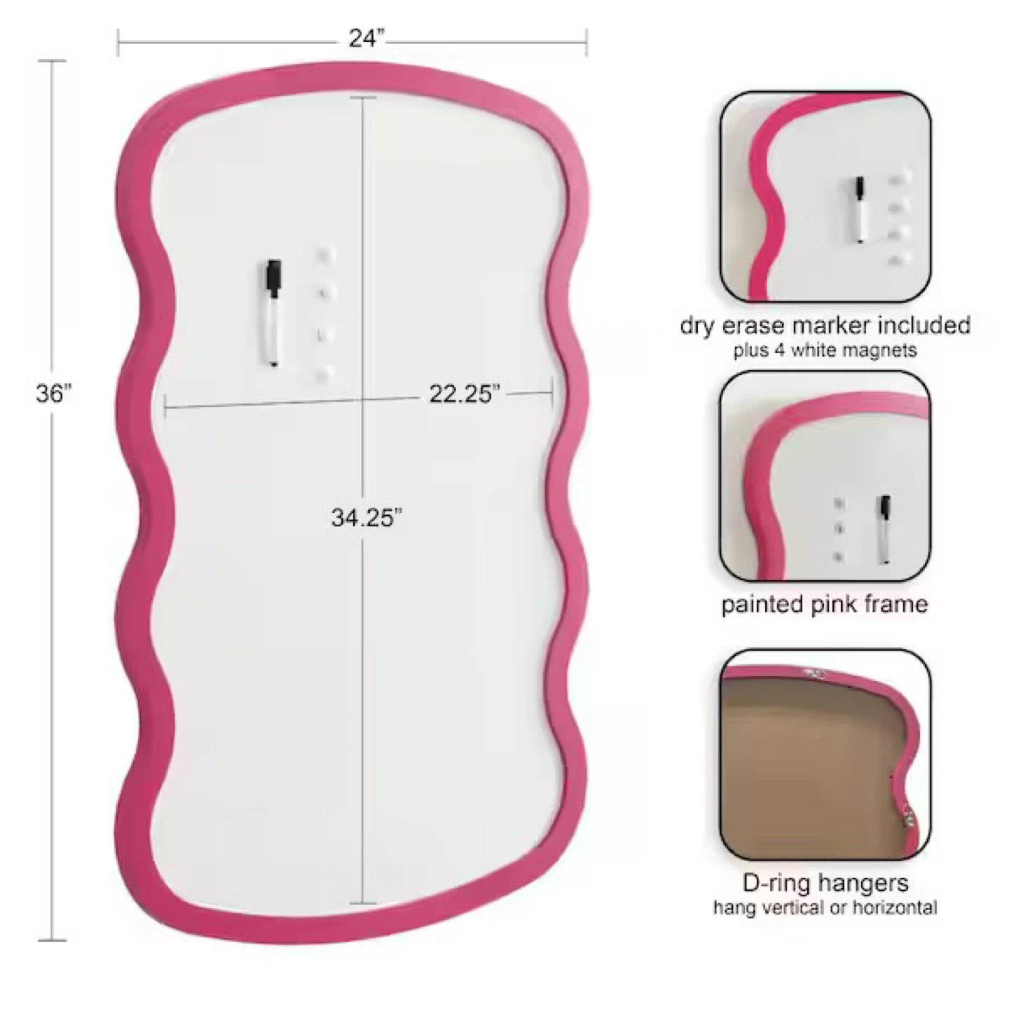 Pottery Barn Kids Pink Wavy Whiteboard - photo 3