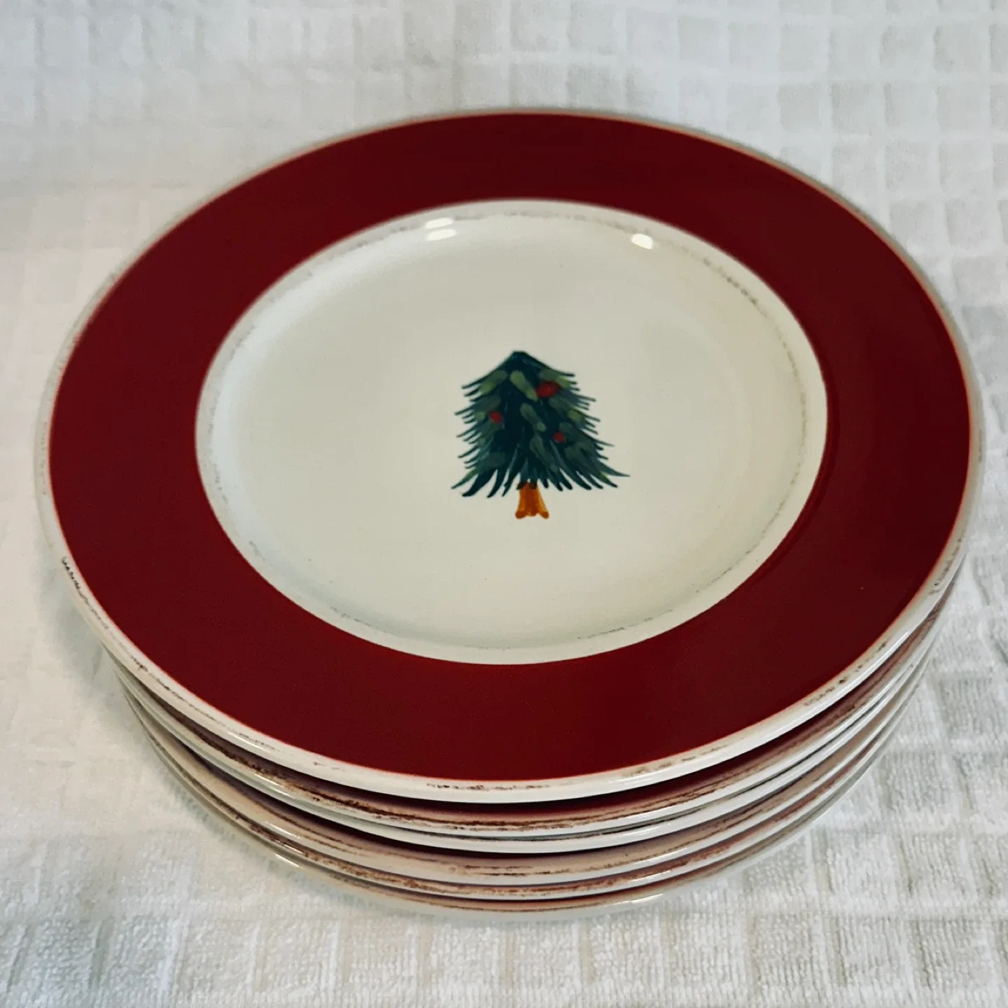 Set of 6 - Pier 1 “Rustic Tree” Hand Painted Stoneware Plates… image indicator(3)