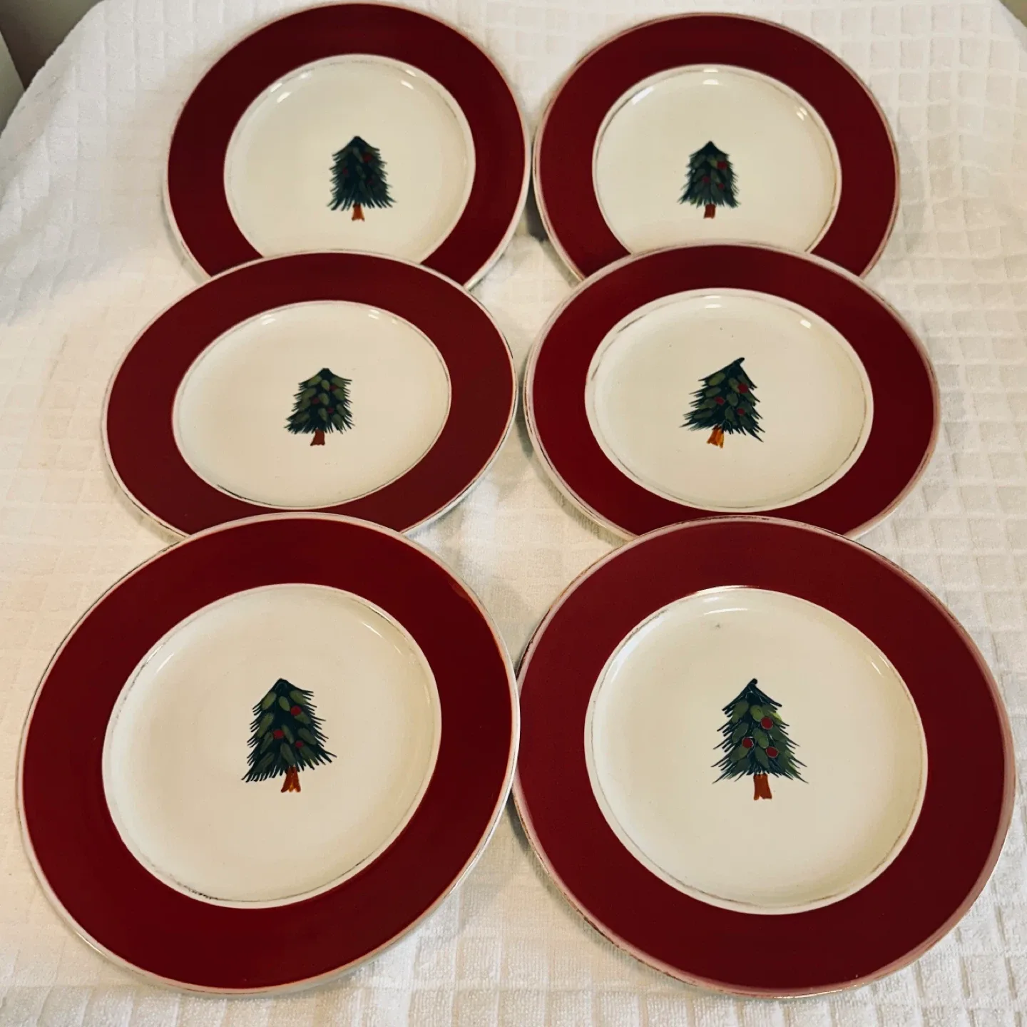 Set of 6 - Pier 1 “Rustic Tree” Hand Painted Stoneware Plates…