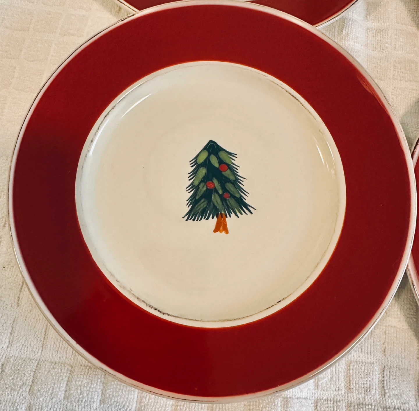 Set of 6 - Pier 1 “Rustic Tree” Hand Painted Stoneware Plates… - photo 2