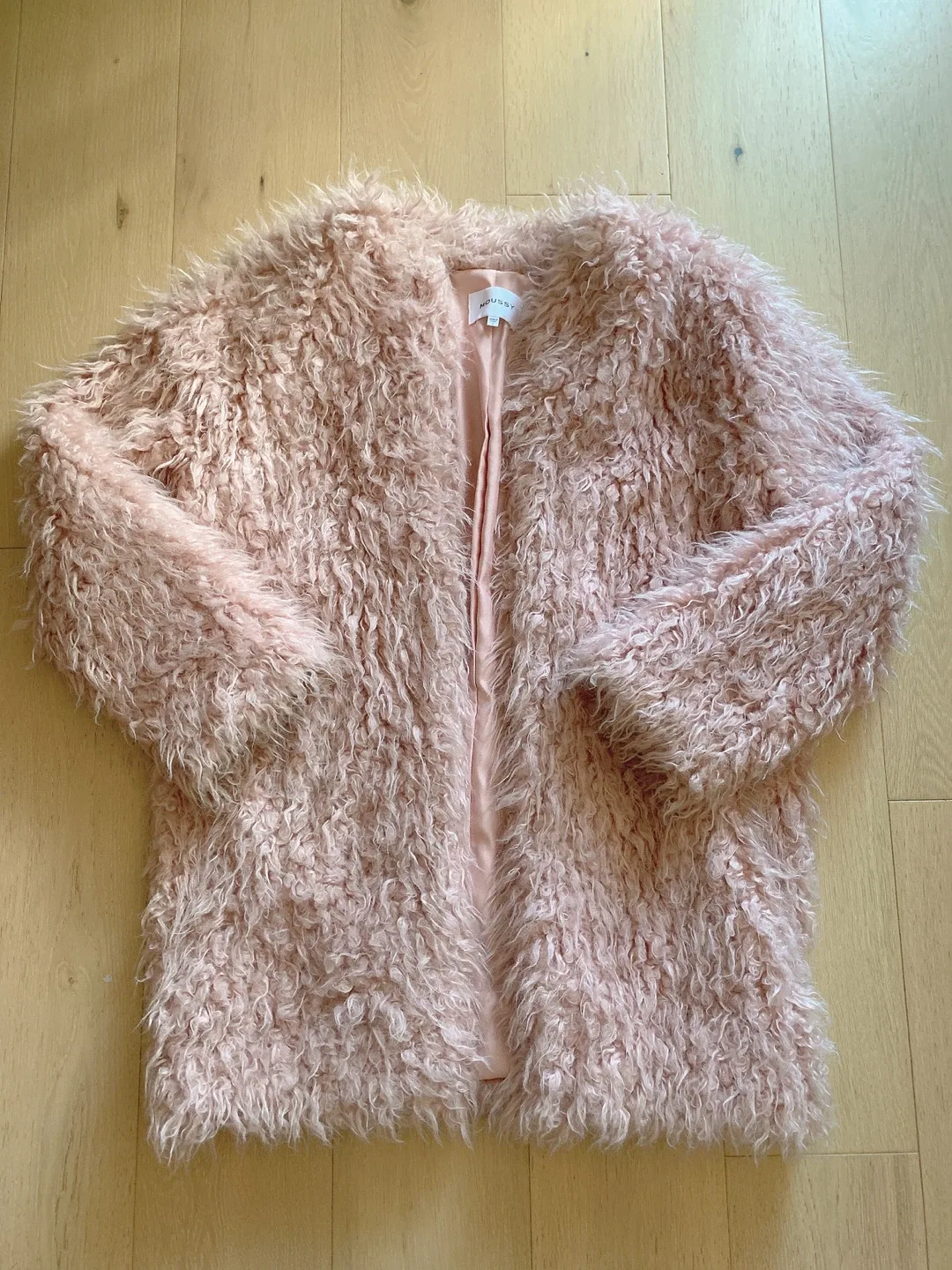 MOUSSY Smoky Pink Faux Fur Coat Size 2 thumbnail