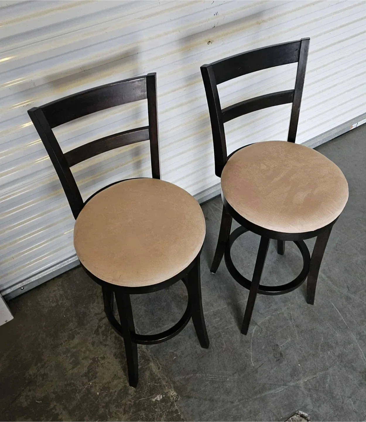 Espresso solid wood micro suade static bar stools image indicator(3)