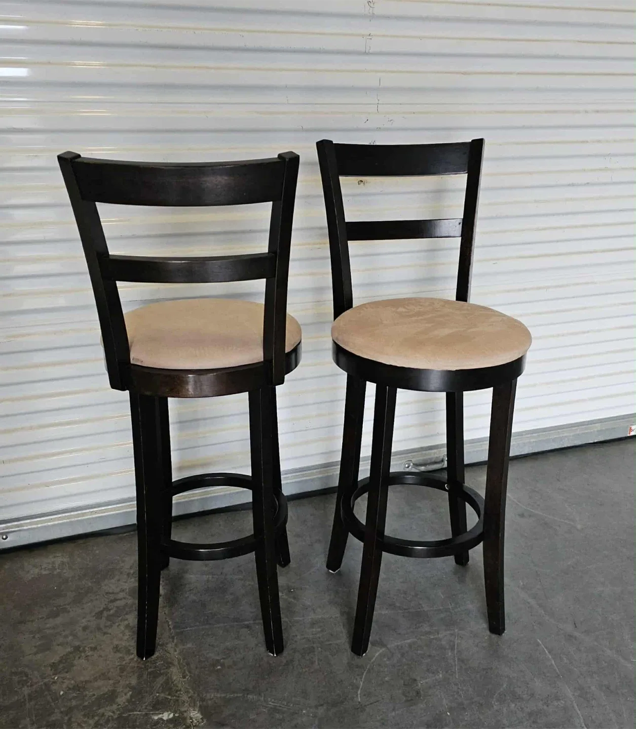 Espresso solid wood micro suade static bar stools image indicator(2)