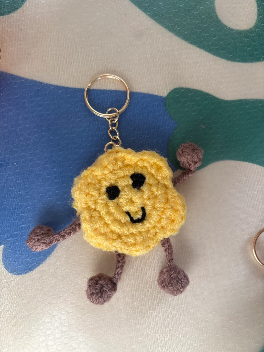 Handmade Crochet Smiley Face Keychain