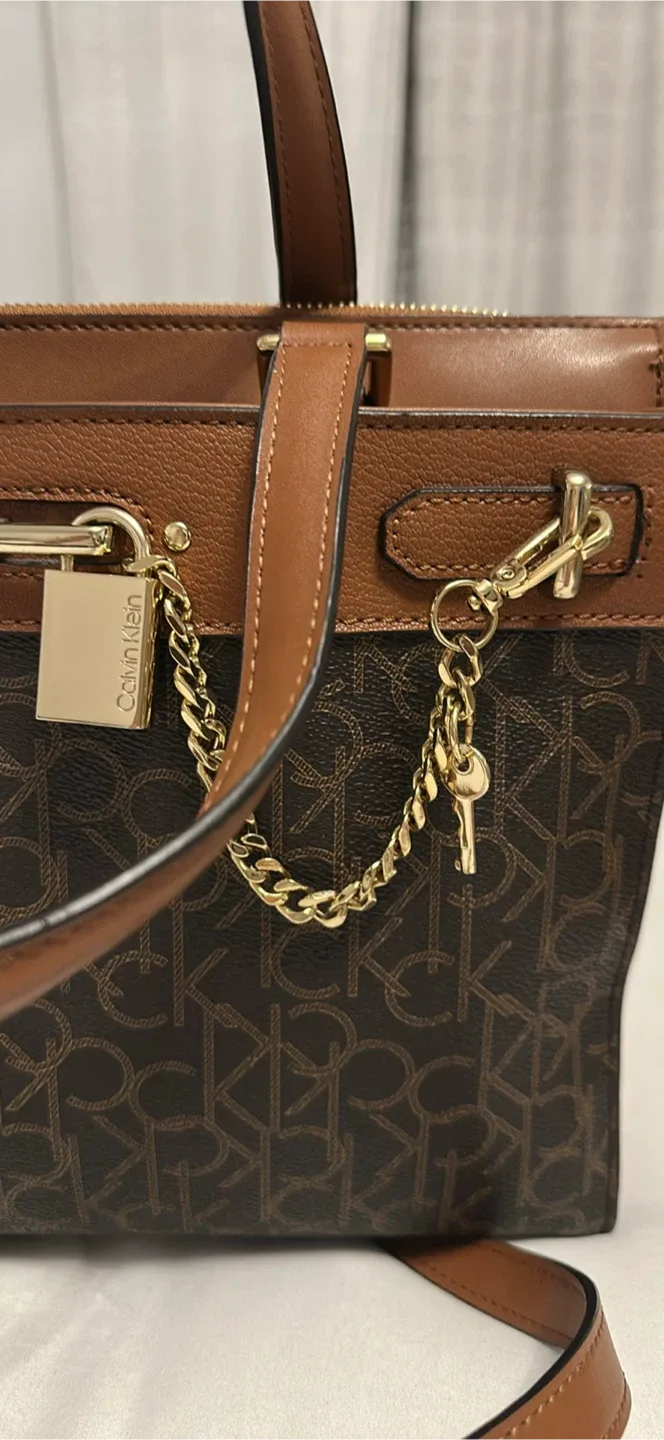 Calvin Klein Brown Monogram Tote Bag image indicator(2)