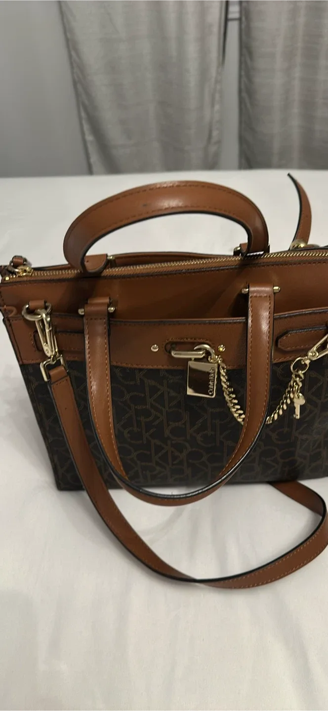 Calvin Klein Brown Monogram Tote Bag image indicator(9)