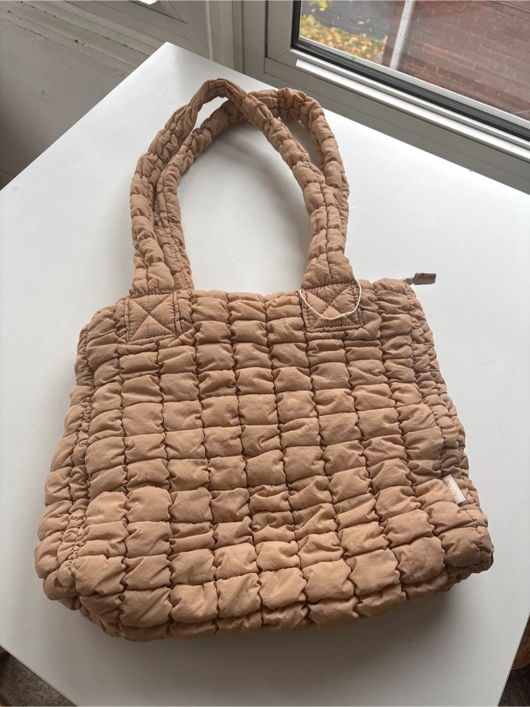 Sasz Me Quilted Tote Bag - Beige