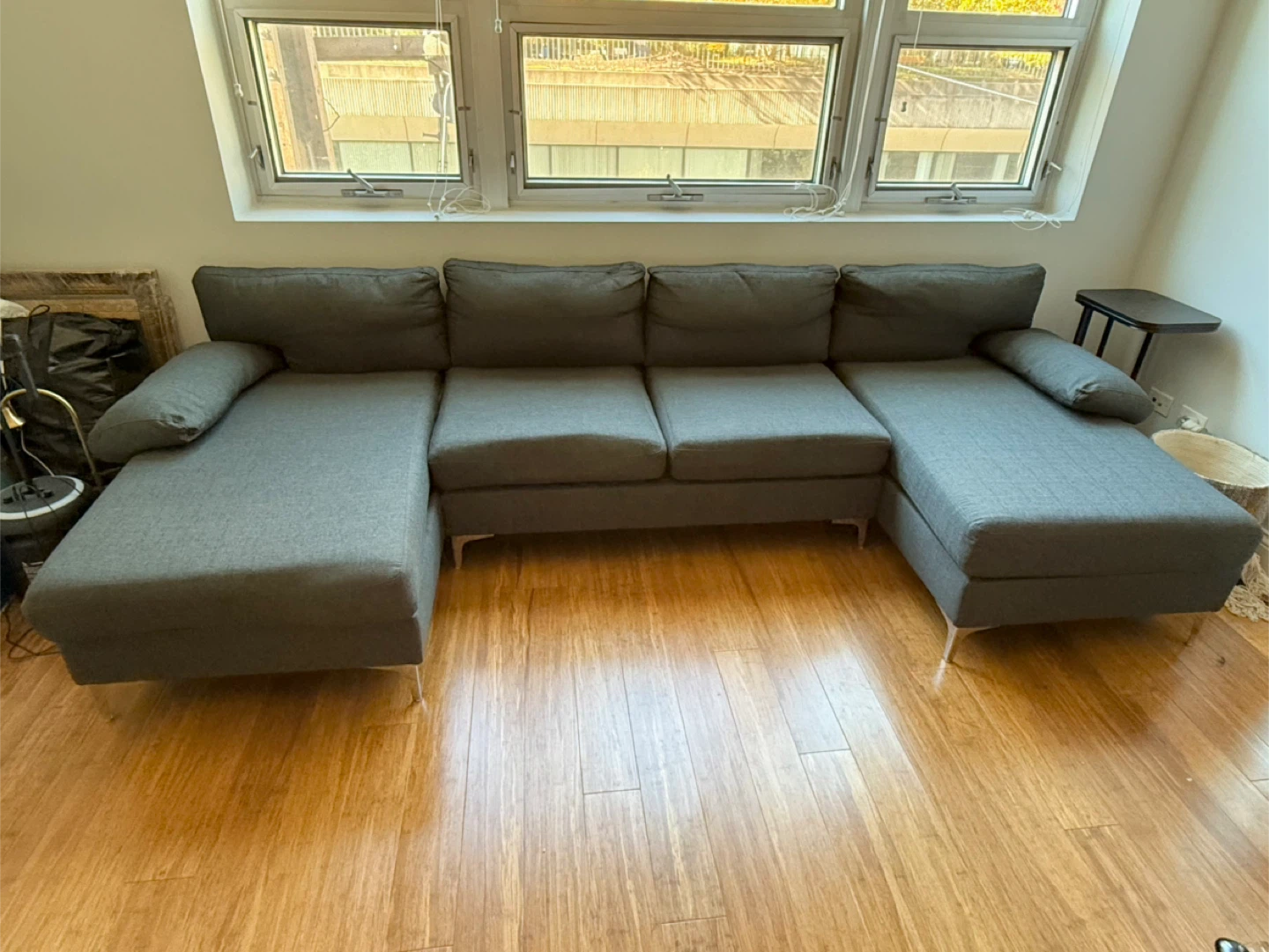 Gray U-Shaped Sectional Sofa - 130.5" Length