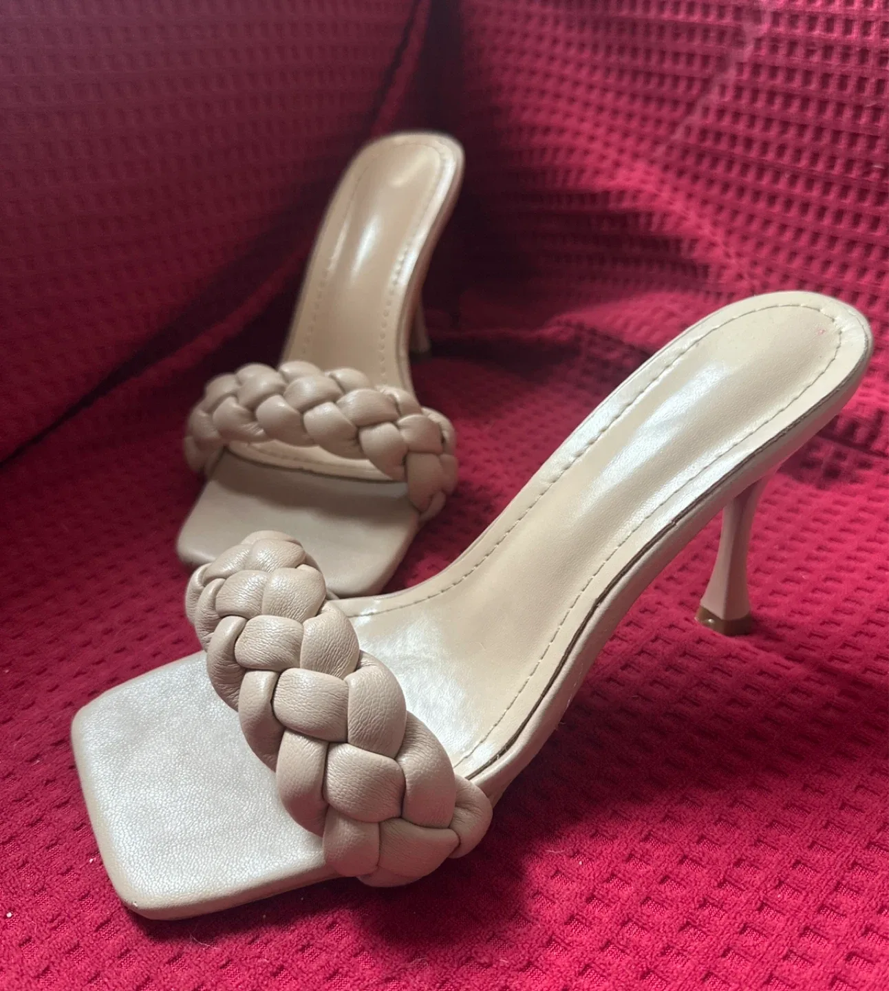Braided Cream Heels, Size 8