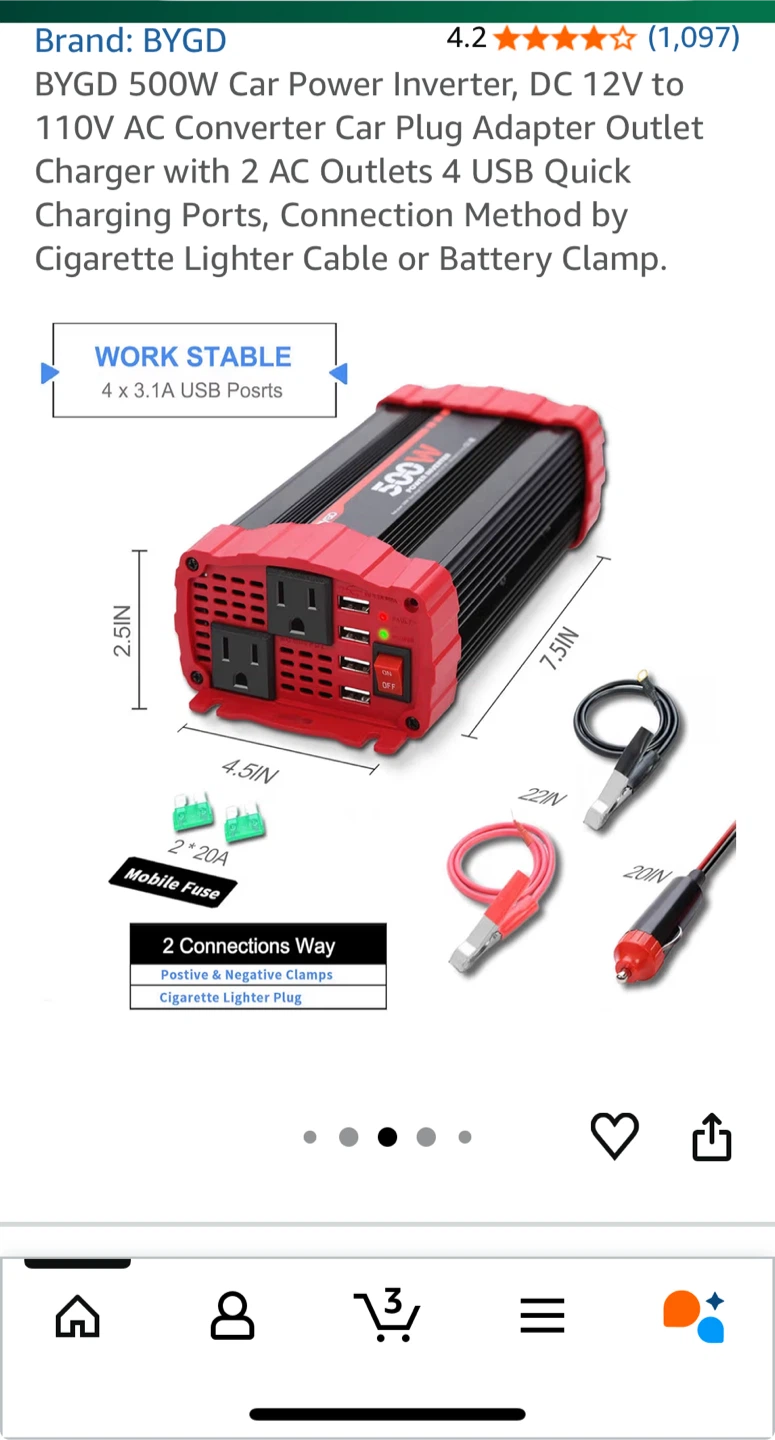 BYGD 500W Car Power Inverter - photo 3