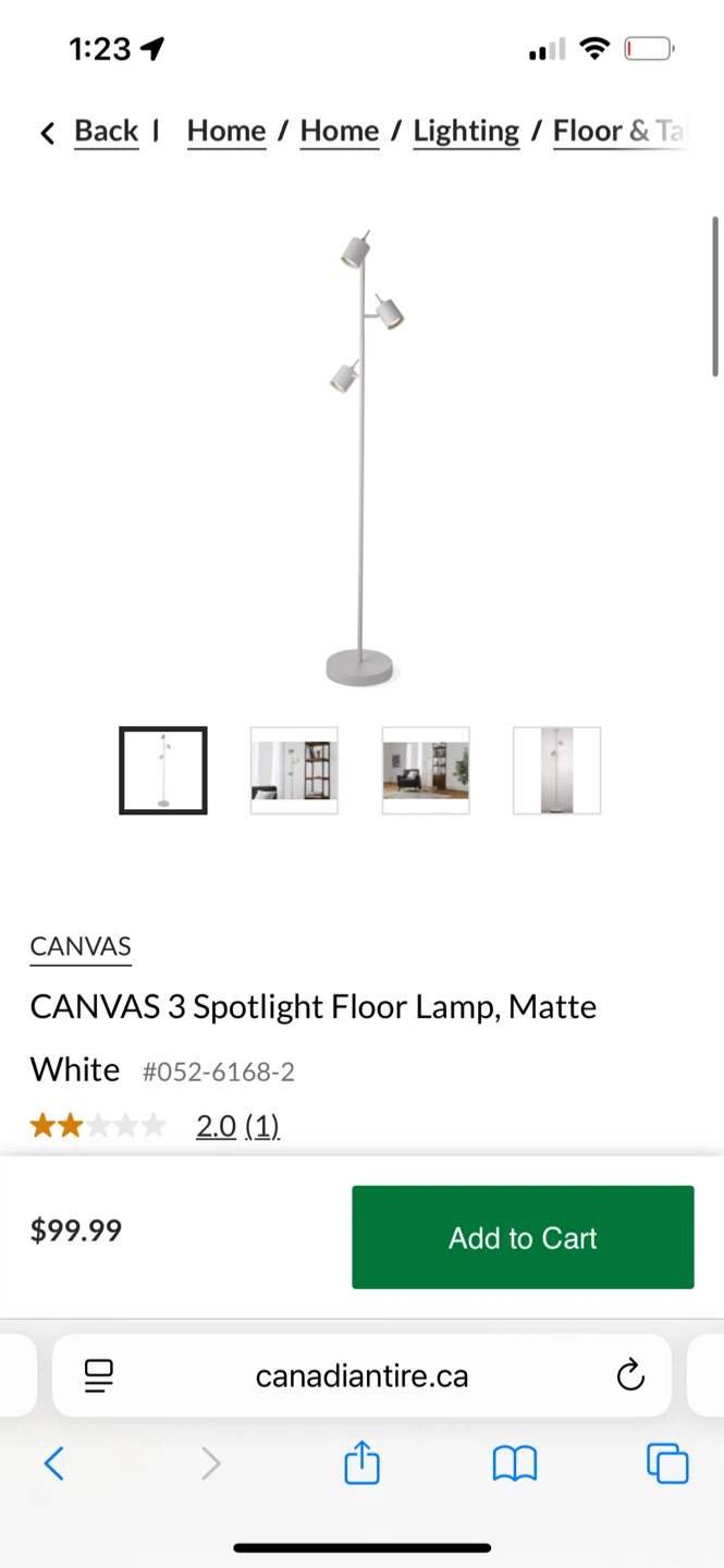 CANVAS 3 Spotlight Floor Lamp, Matte White