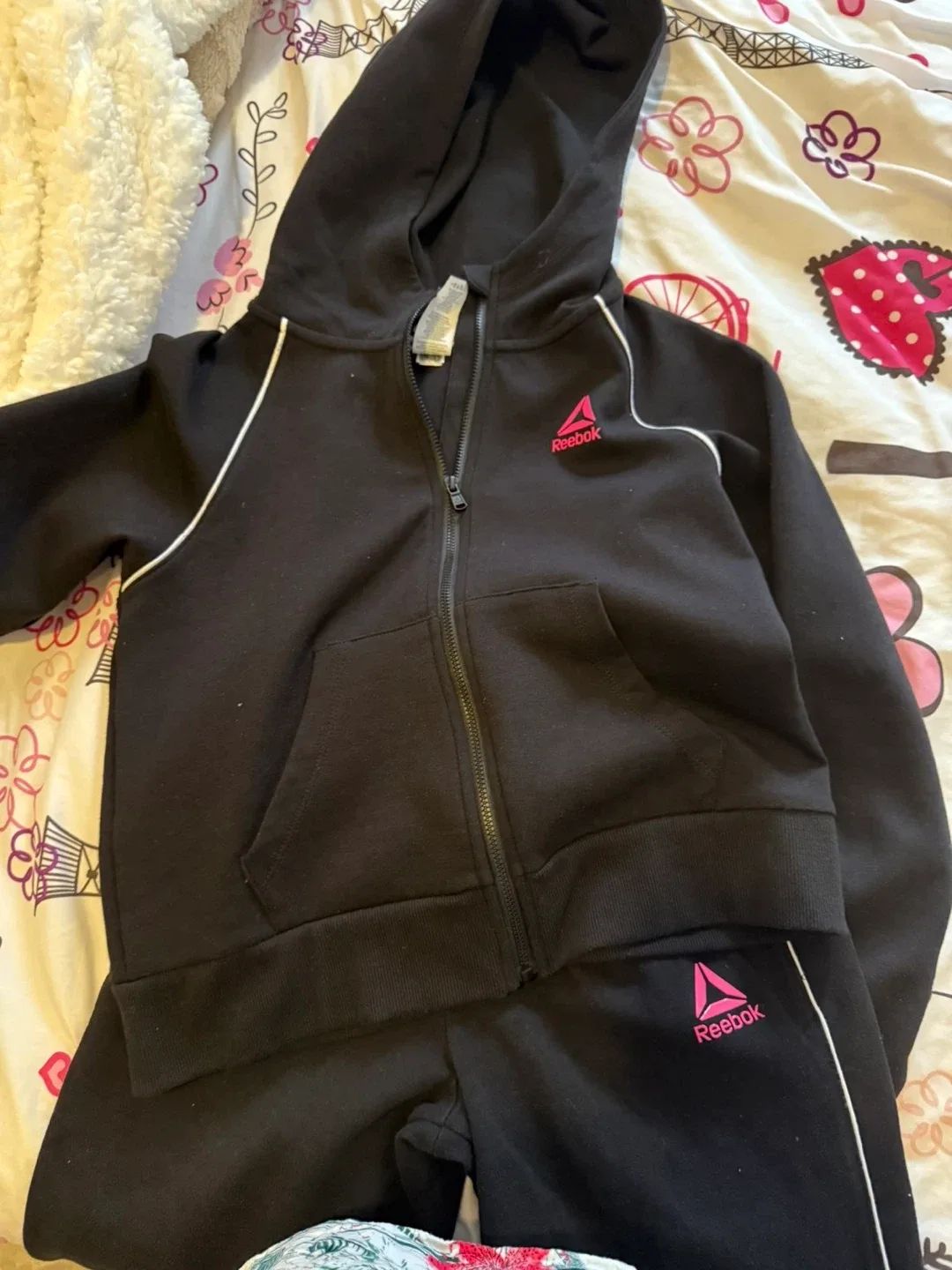 Reebok Black Tracksuit - Size 10-12 with pants and shirt thumbnail