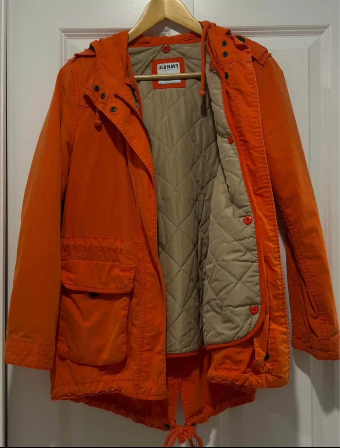 Old Navy Orange Hooded Parka - Size XS image indicator(2)