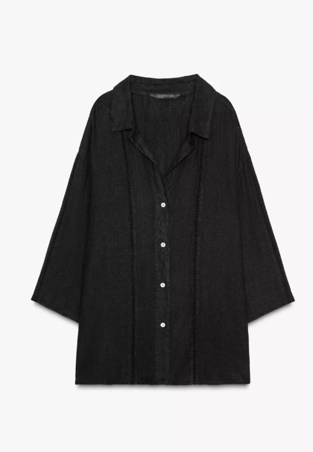 Zara Black Linen Blend Shirt - Size Small