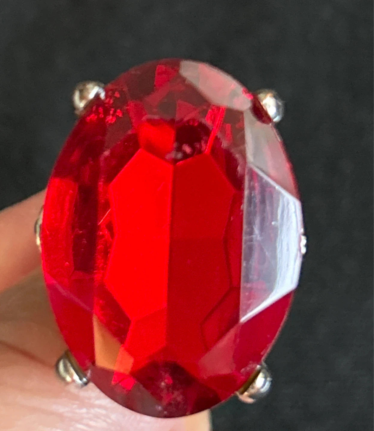 Big Red Stone Ring - Red Hat Society