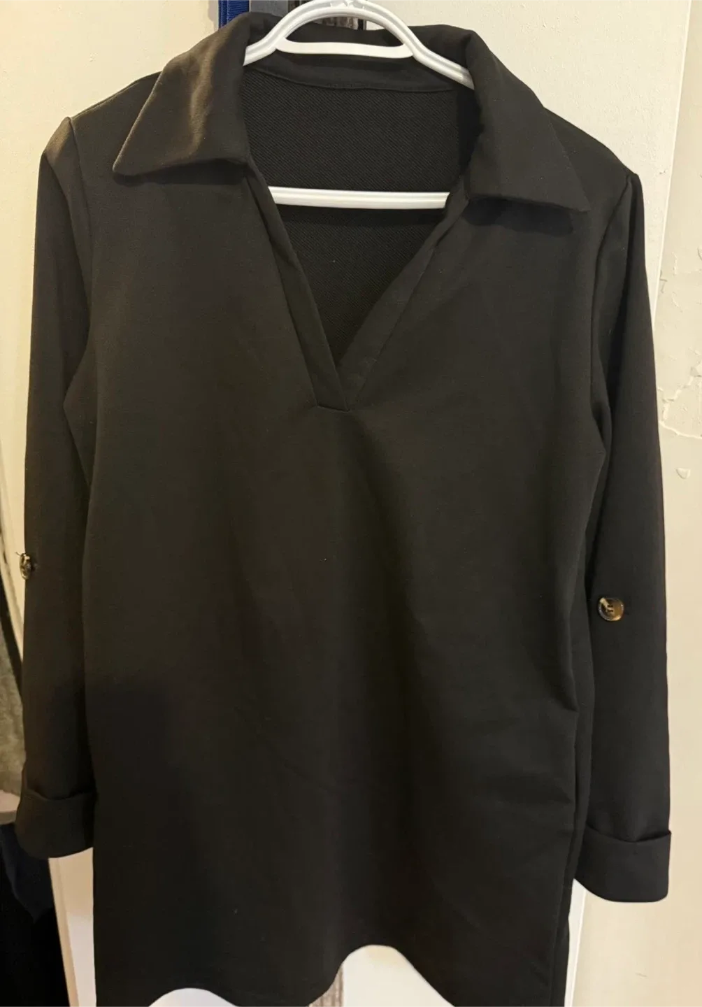 Black Long Sleeve Tunic Top S-M woman thumbnail