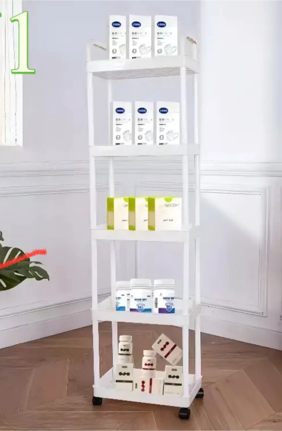 Rolling Storage Cart Organizer, White - photo 2