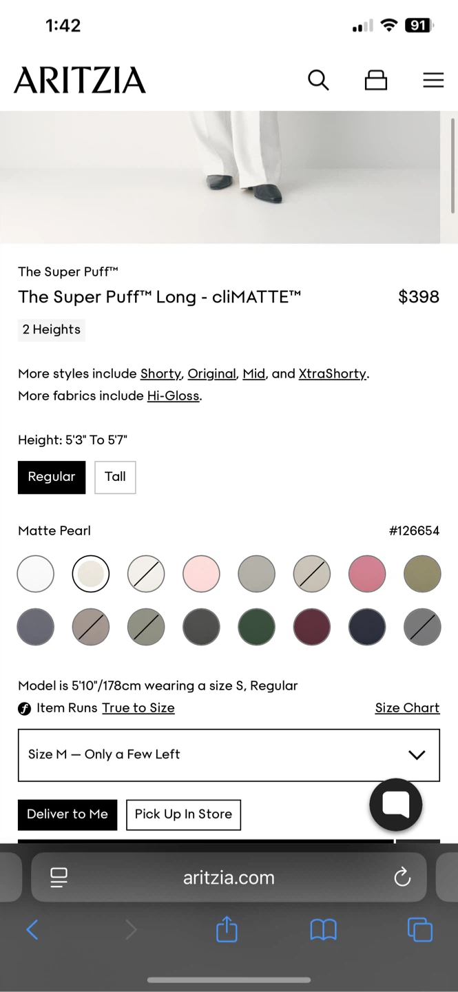 Aritzia The Super Puff Long - Matte Pearl, Size M - photo 2