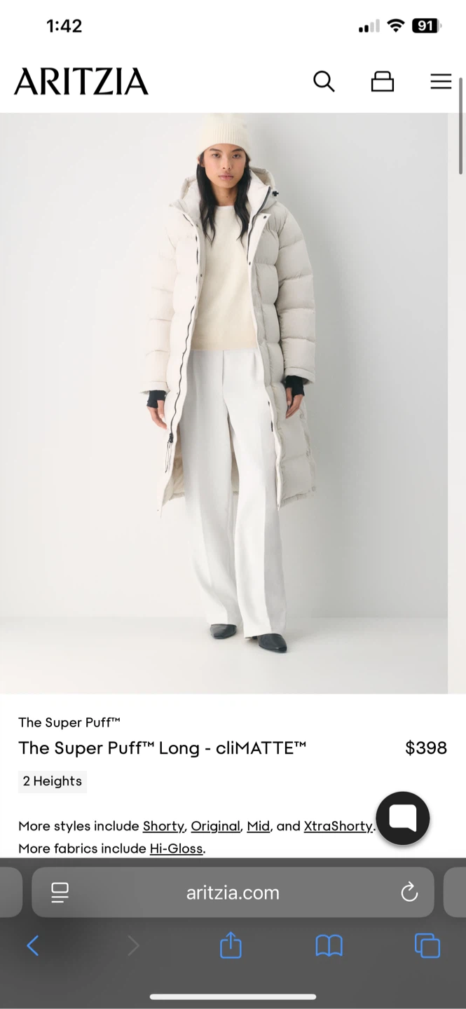 Aritzia The Super Puff Long - Matte Pearl, Size M - photo 3