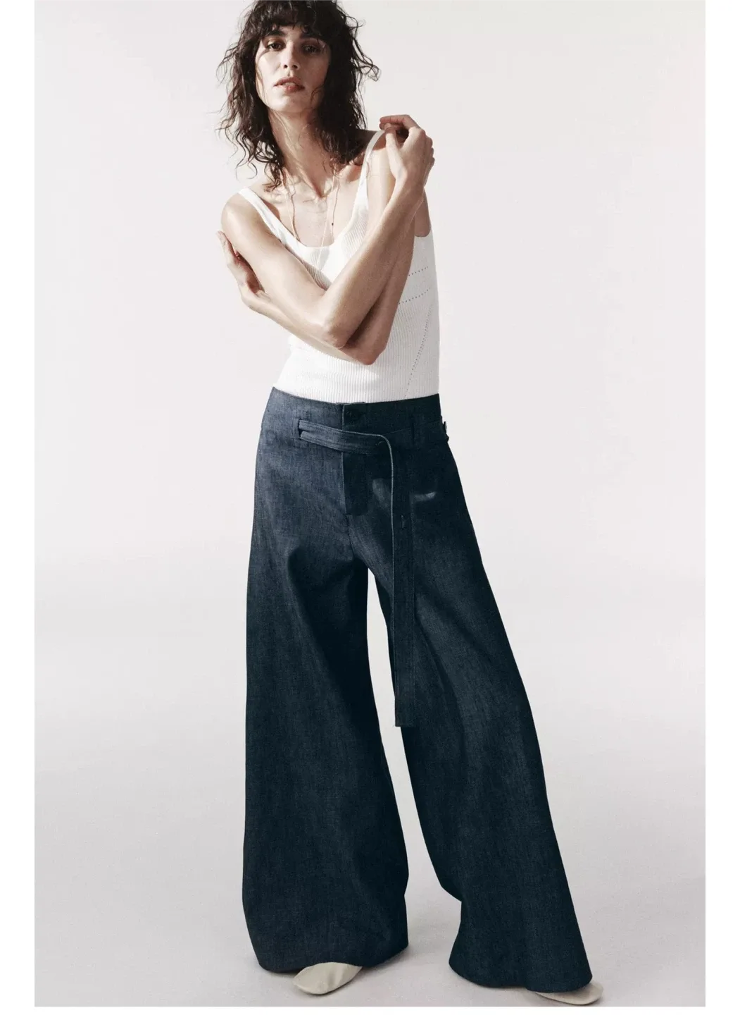 Zara Wide Leg Denim Trousers