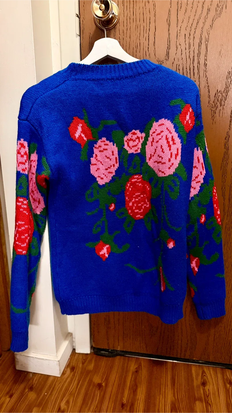 Floral Knit Sweater - Blue ( Very Warm ). Size S/M image indicator(2)
