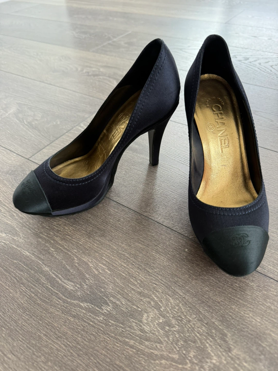 Chanel Black silk Heels 36.5