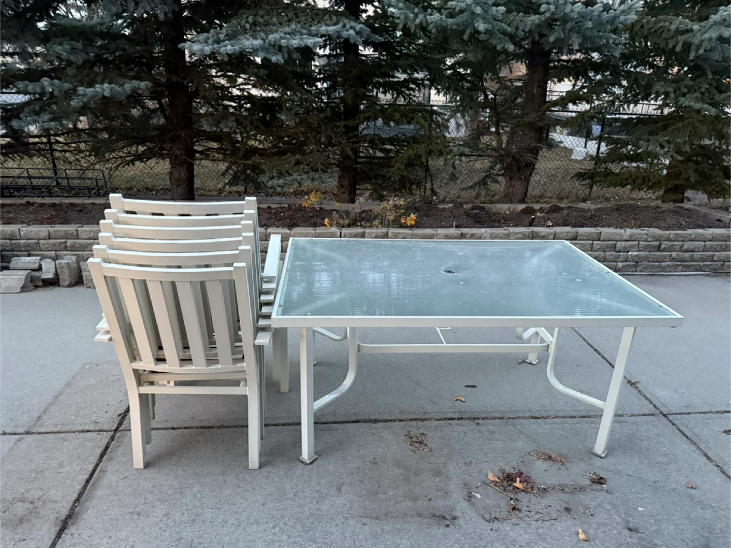 Outdoor Glass Top Table with Chairs