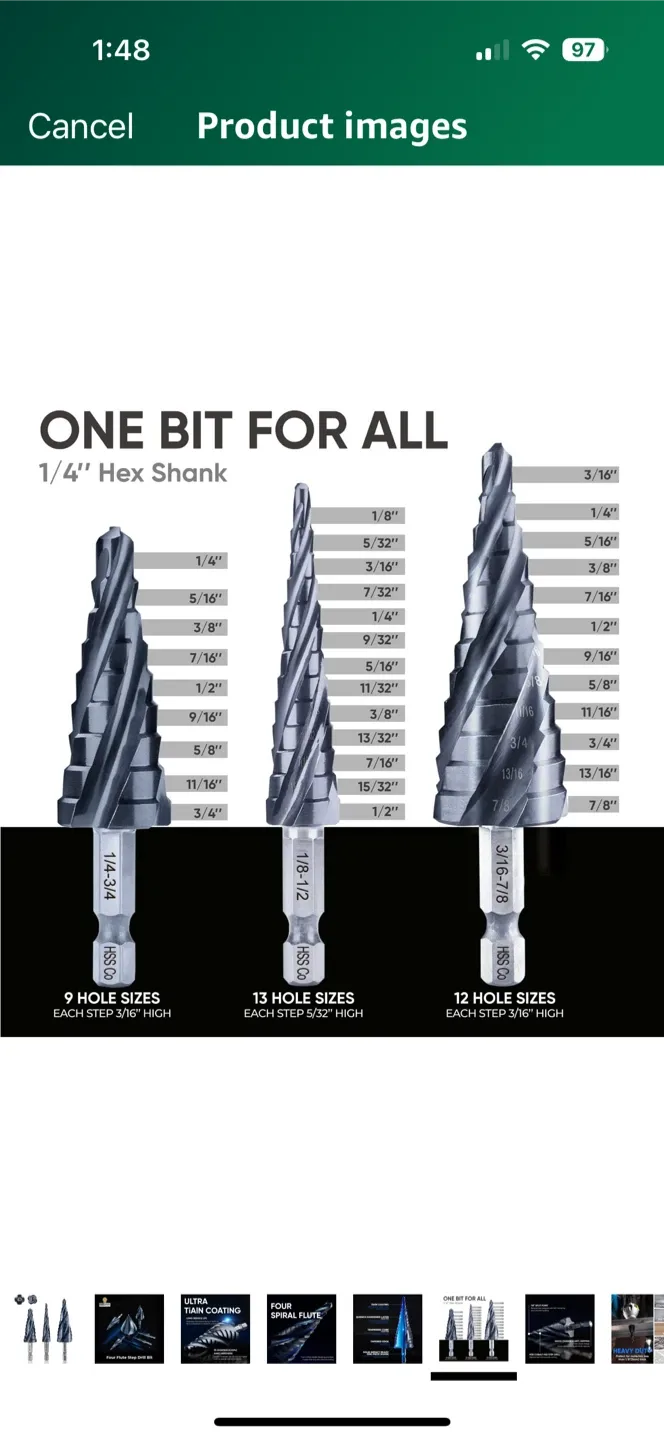 Step Drill Bit Set - One Bit For All thumbnail