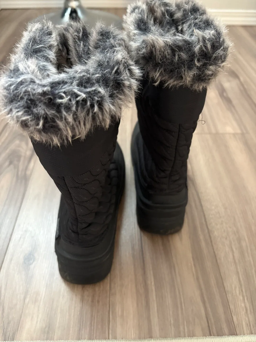 Black Winter Boots with Faux Fur Trim image indicator(3)