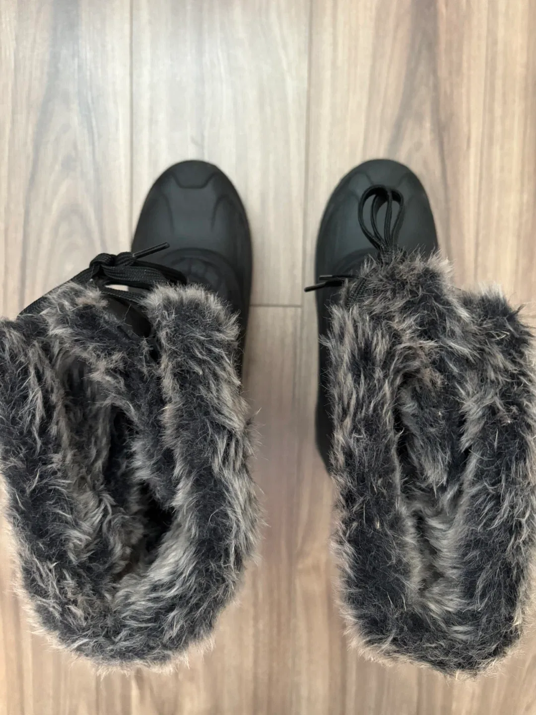 Black Winter Boots with Faux Fur Trim image indicator(4)