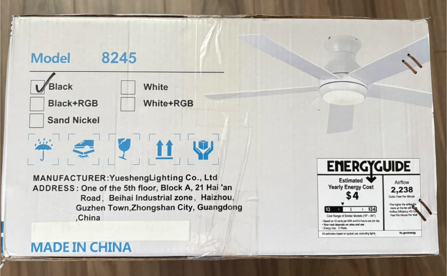 New YueshengLighting Ceiling Fan with Light, Black - photo 2