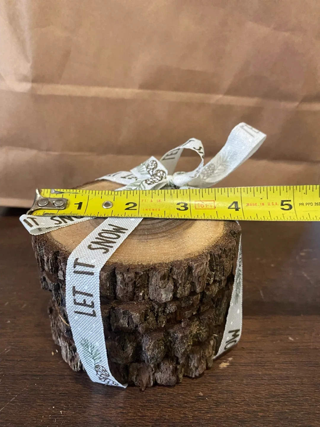 Handmade Wood Slice Christmas coasters image indicator(10)