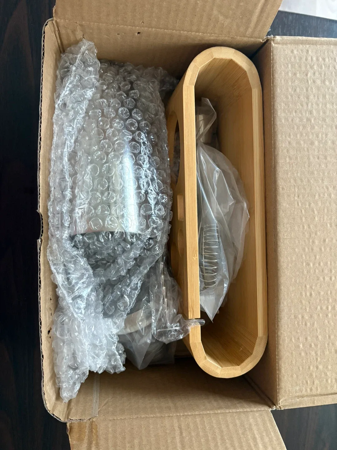 Cocktail Shaker Set with Bamboo Stand, New in Box!