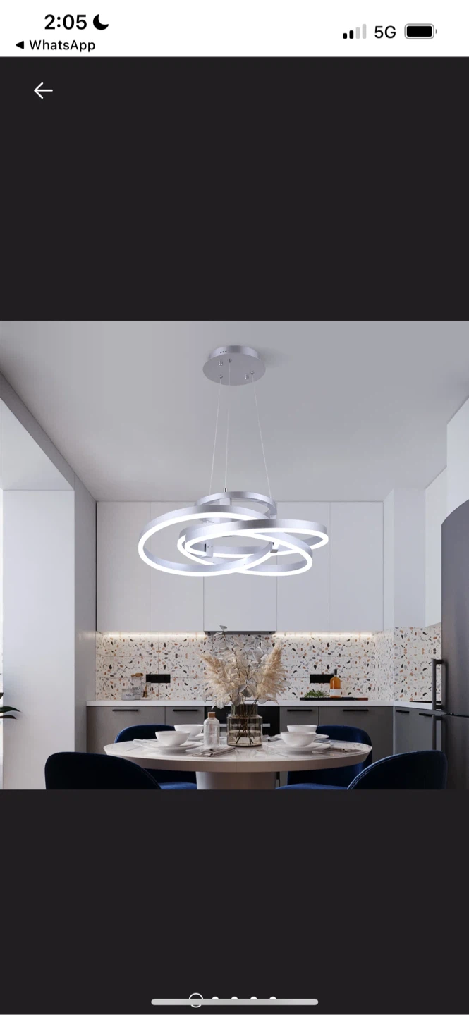 New Silver LED Ring Chandelier