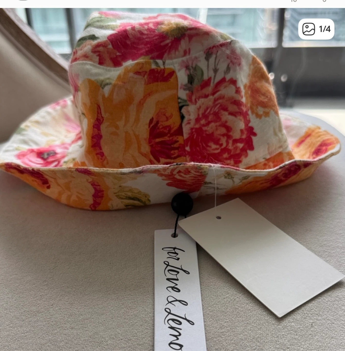 New For Love & Lemons Floral Hat - Pink, Orange, Cream