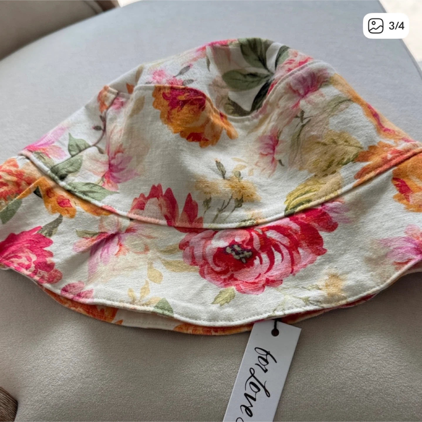 New For Love & Lemons Floral Hat - Pink, Orange, Cream - photo 3