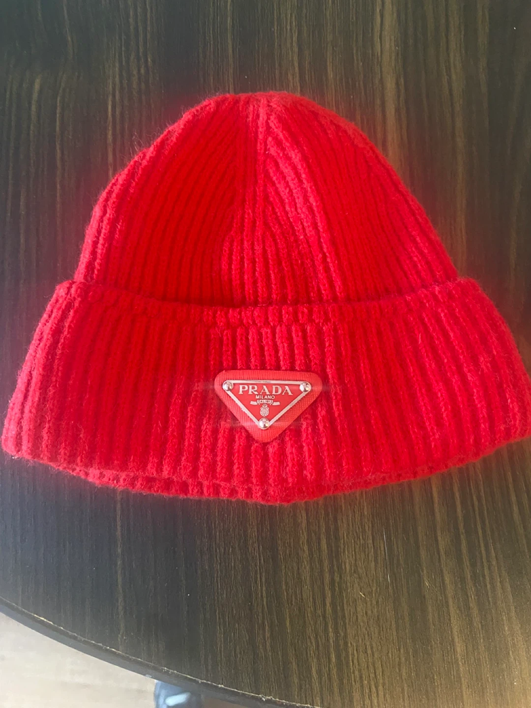 Prada Red Knit Beanie Hat - photo 2