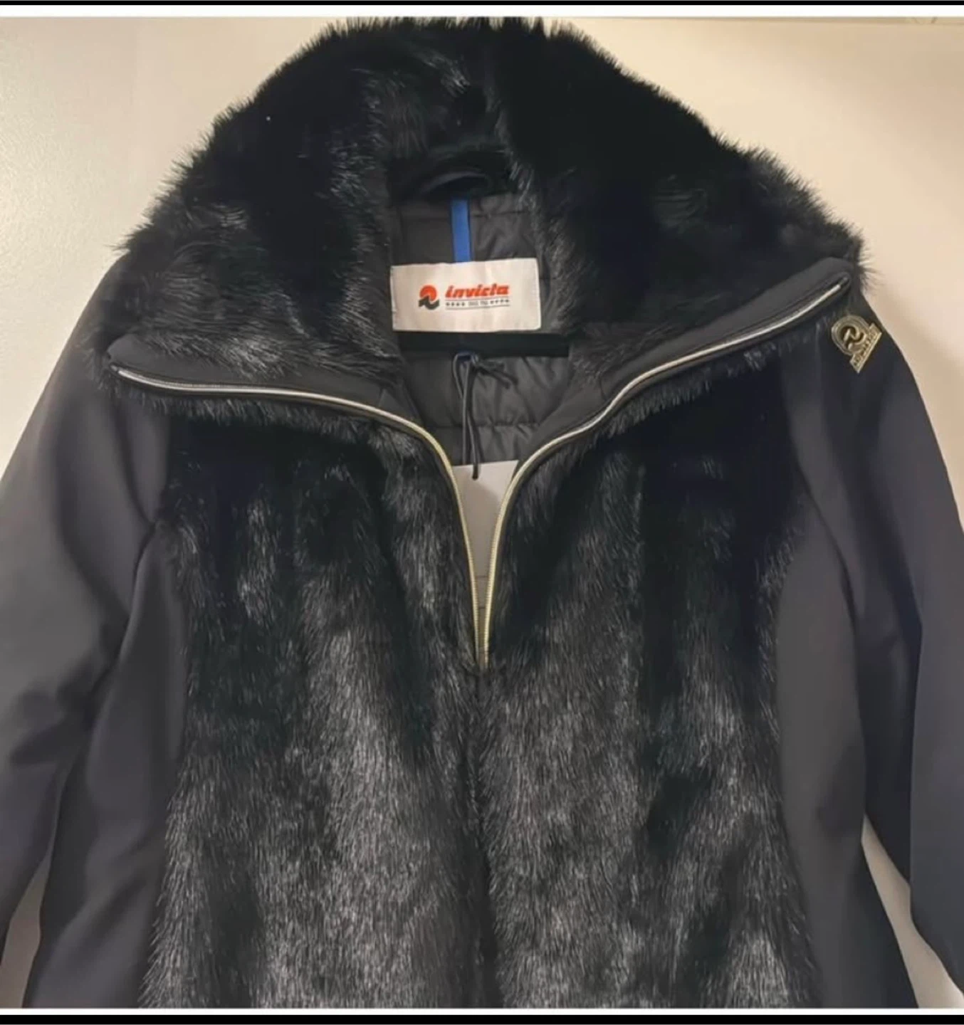 Invicta Torino Black Fur Trim Winter Coat sz L