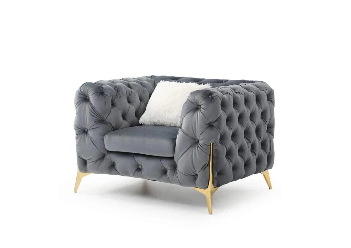 Grey Velvet Turkish Style Sofa Set - photo 4