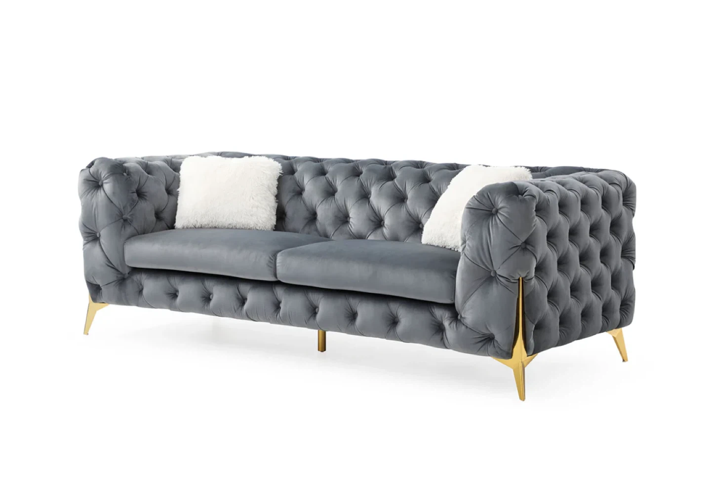 Grey Velvet Turkish Style Sofa Set - photo 2