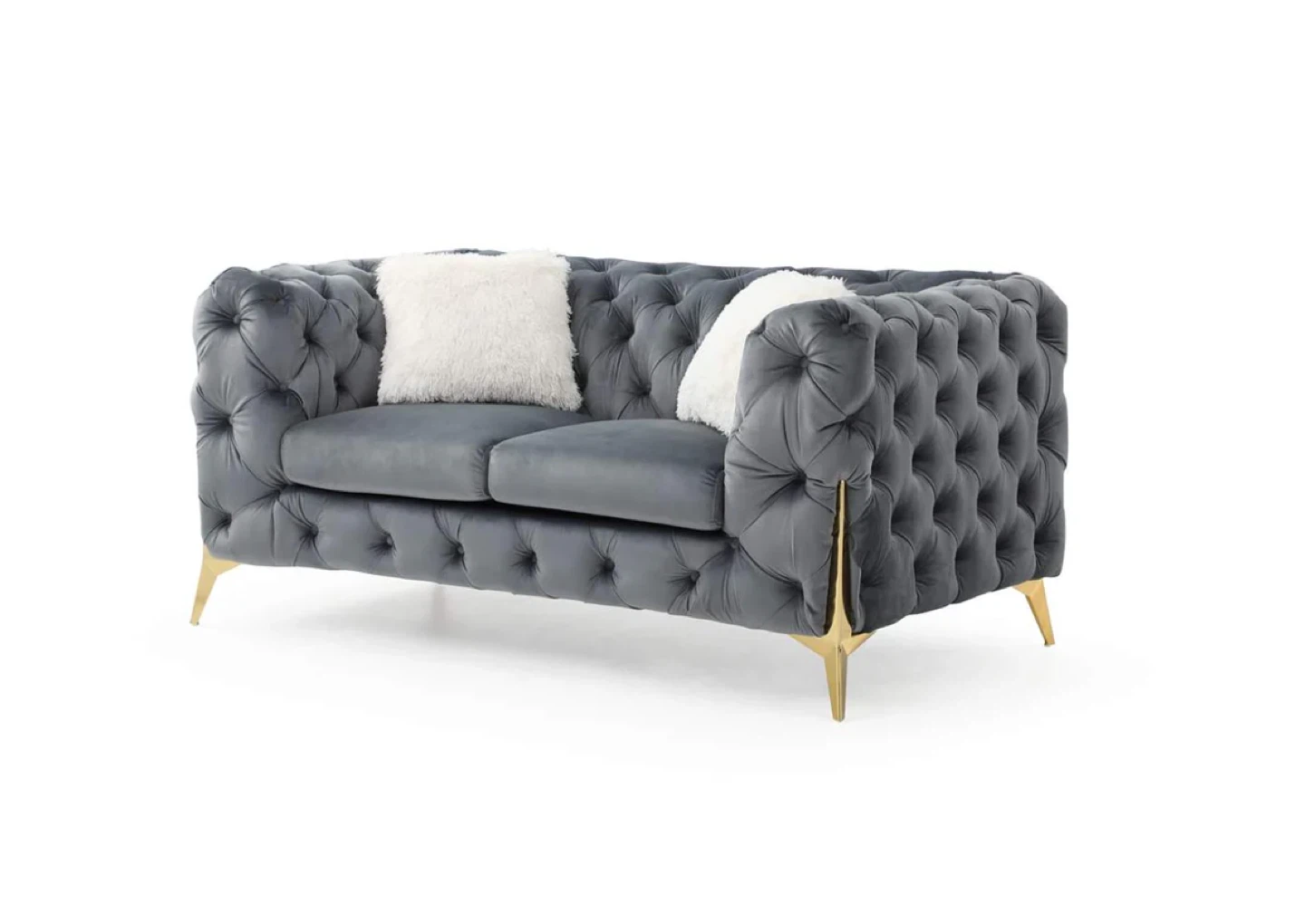 Grey Velvet Turkish Style Sofa Set - photo 3