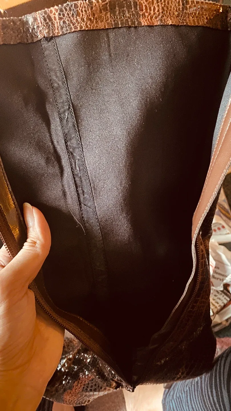 Brown Snakeskin Print Knee High Boots image indicator(6)