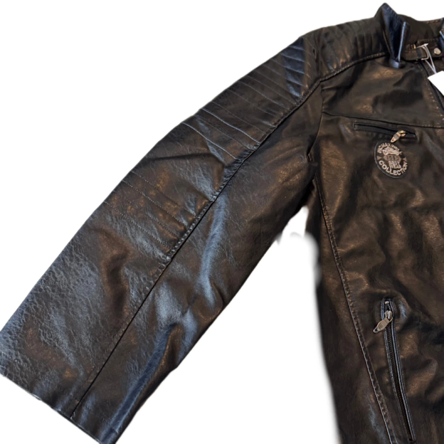 J.HUDU Men’s Faux Leather Moto Jacket – Black – Size 6XL – New - photo 4
