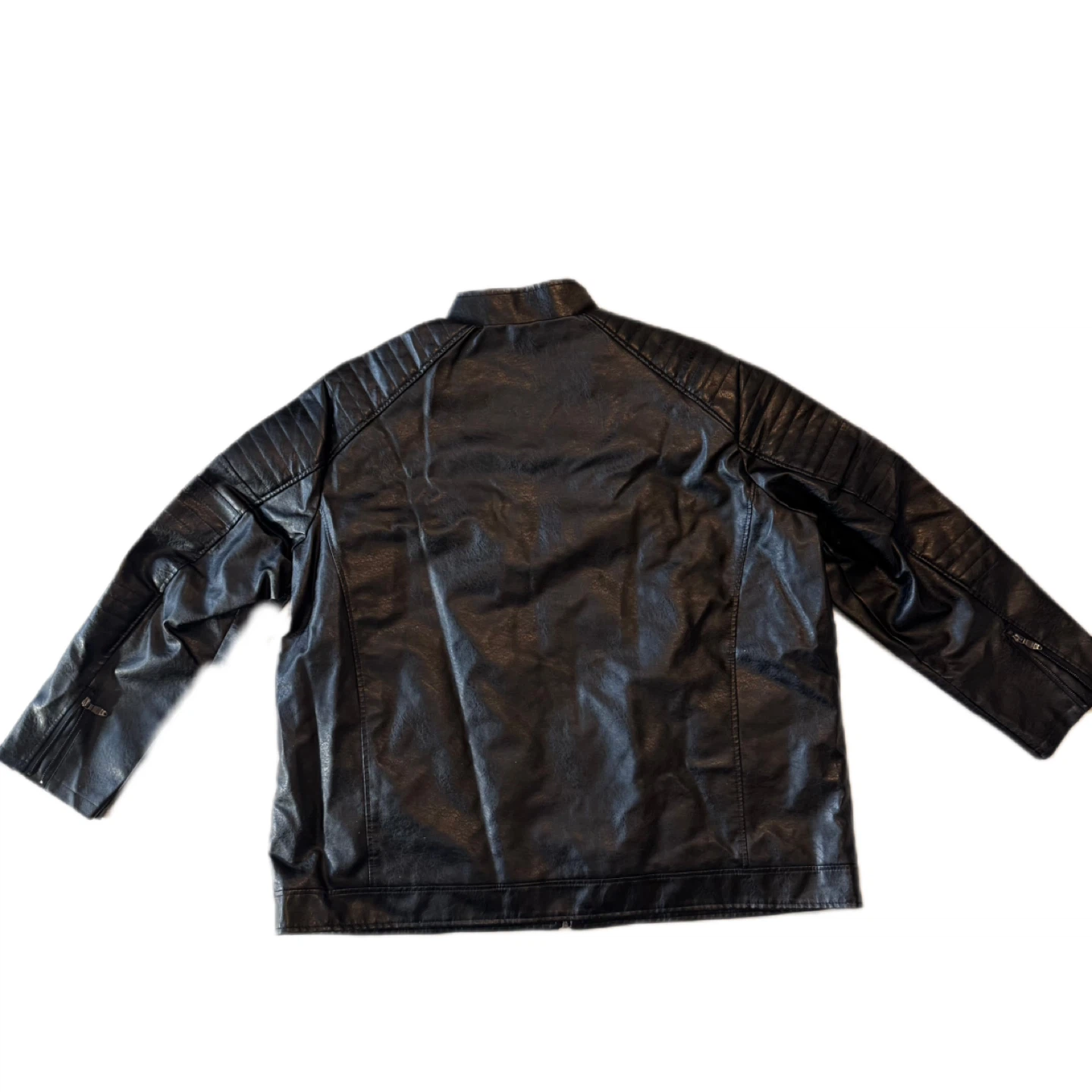 J.HUDU Men’s Faux Leather Moto Jacket – Black – Size 6XL – New - photo 2