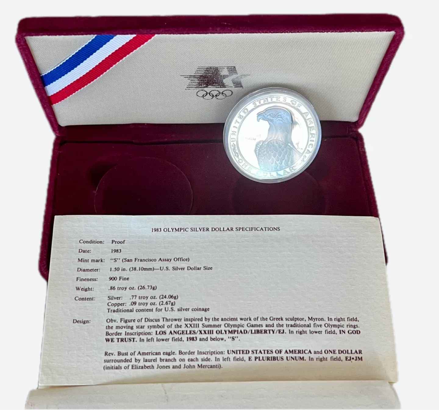 1983 Olympic Silver Dollar Coin