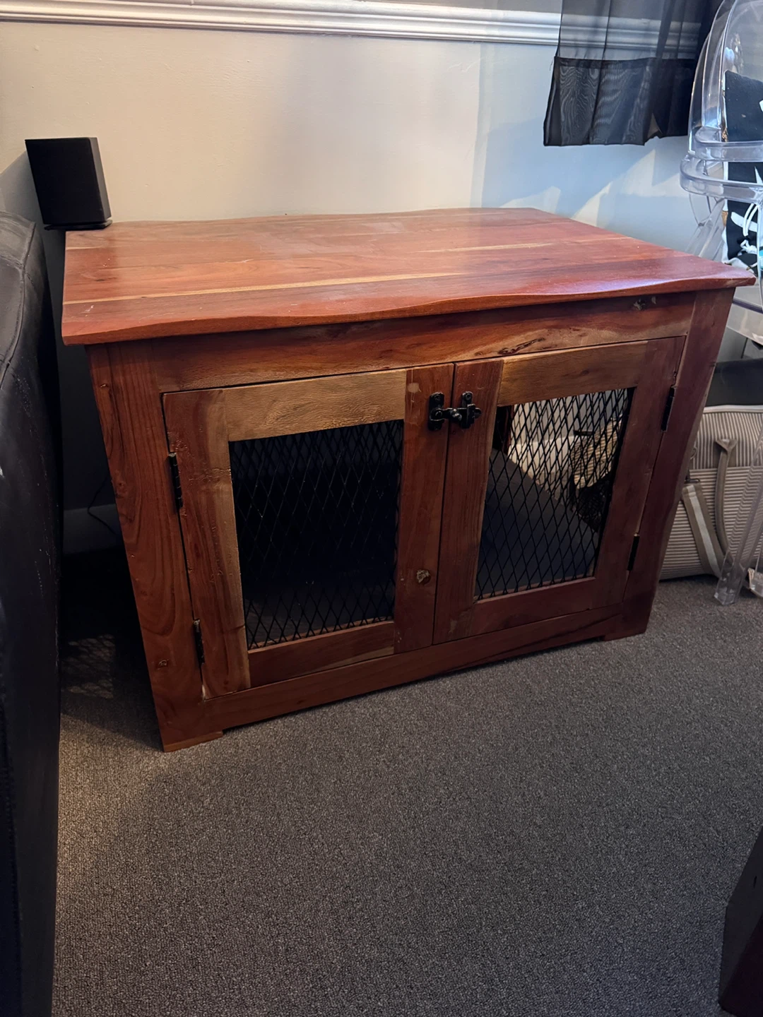SOLID WOOD / IRON Large Pet Crate Bed End Table forCat Dogs