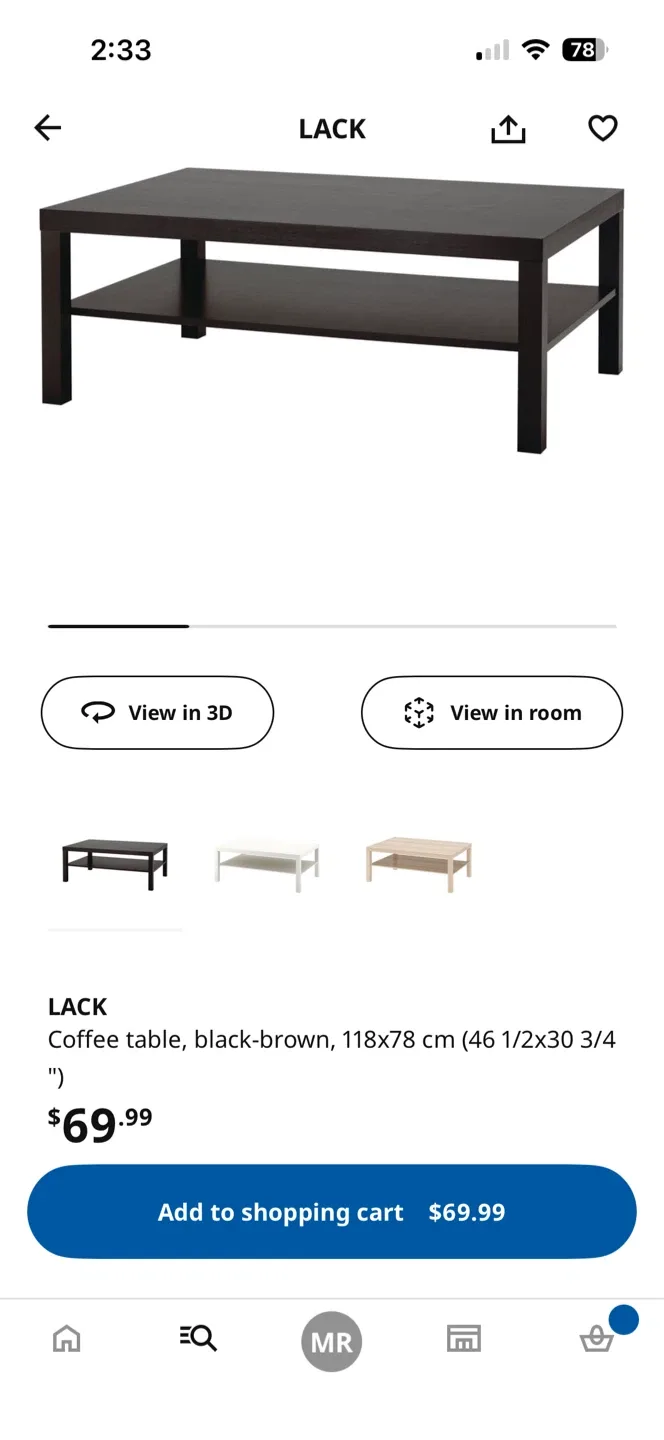 IKEA Lack Coffee Table, Black-Brown
